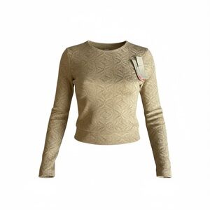 NWT Seea Beige Patterned Long Sleeve Top